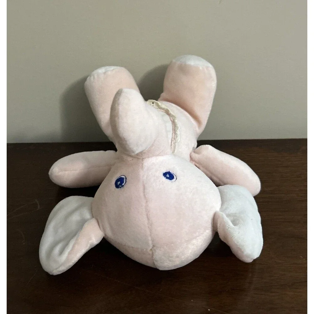 Animal Fair Pink Elephant Rattle Baby Plush Toy Bib Vintage 9